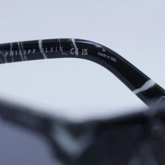 🕶️ New Philipp Plein SPP092M Z21G Sunglasses - Marbled Black Frame, Grey Lenses